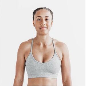 NOBULL White Heather V-Neck Sports Bra Seamless Racerback